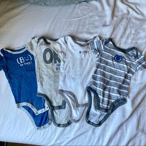Lamaze organic baby onesies bodysuits set of 4 blue grey happy 9 months